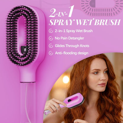 Curl Refresh Detangling Brush with Fine Mist Spray