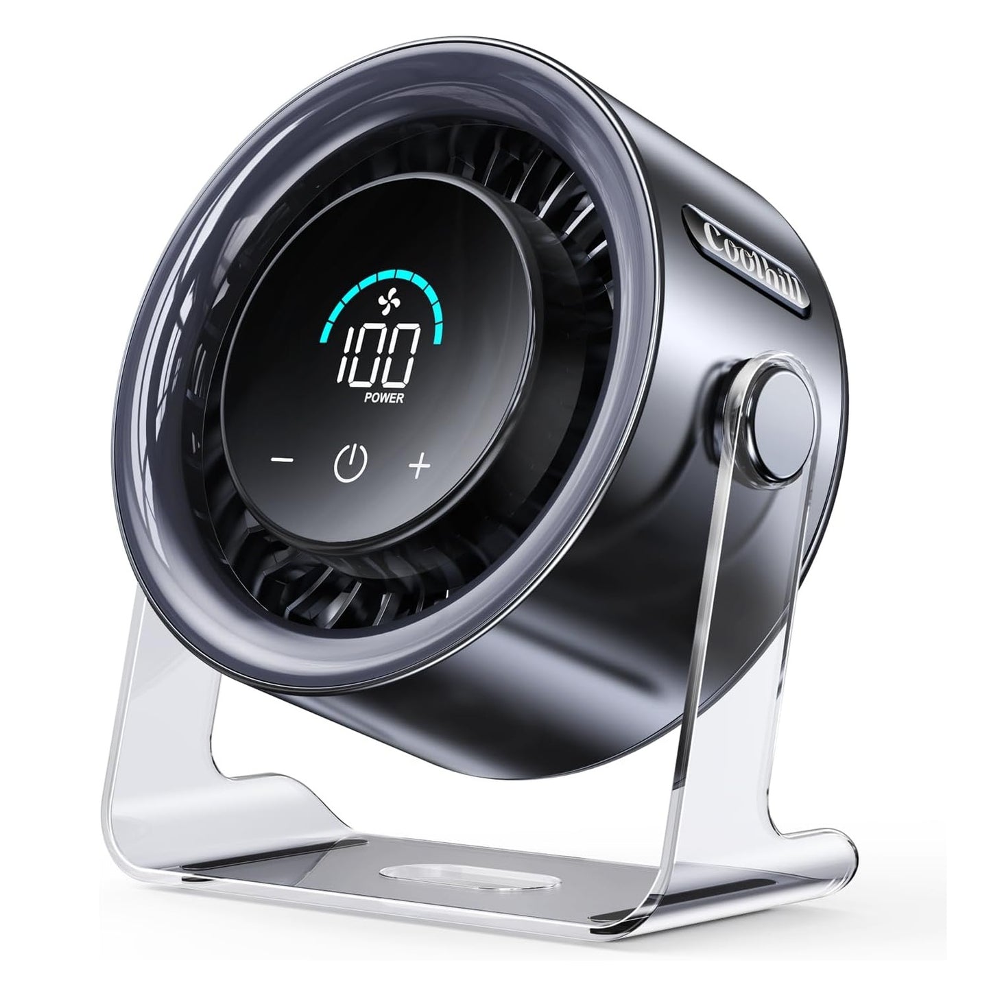100 Speeds Digital Display Quiet Table Fan with Turbo Airflow 120° Rotating