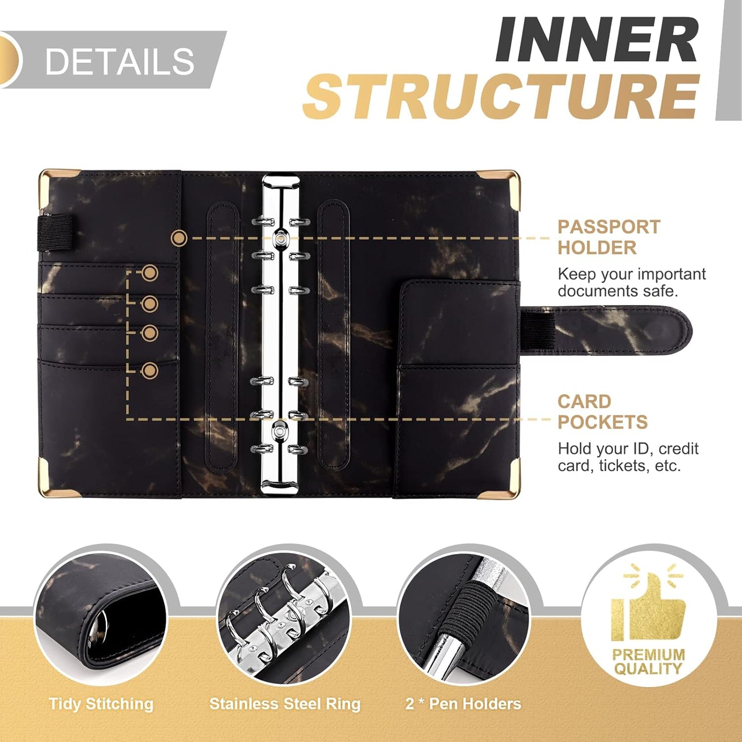 Budget Binder, Cash Envelopes for Budgeting, Money Organizer for Cash, 28Pcs Budget Binder with Cash Envelopes, Marble 6-Ring Money Saving Binder