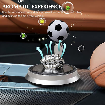 Solar Powered Rotating Soccer Ball Car Air Freshener - Aromatic Diffuser