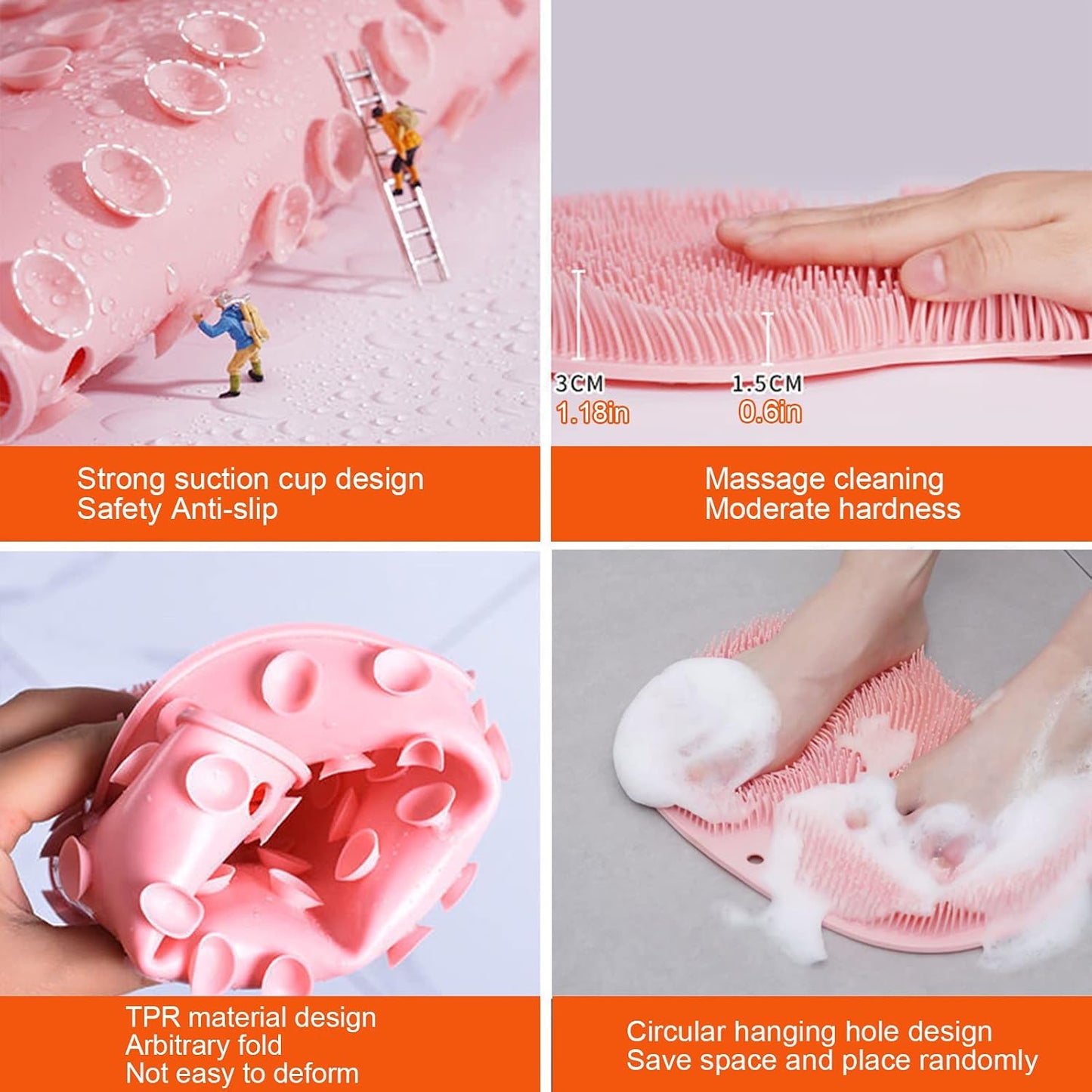 2 Pack Shower Back & Foot Scrubber
