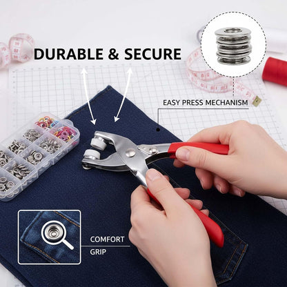 Manual Pressure Pliers with 100pcs Invisible Colored Metal Buckle