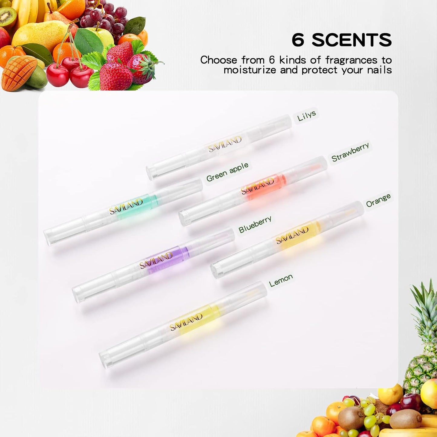 6PCS Natural Revitalizing Cuticle Oil for Nails with Vitamin E