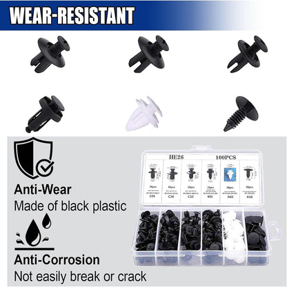 100PCS Car Bumper Retainer Clips | Automotive Body Trim Fixed Clip
