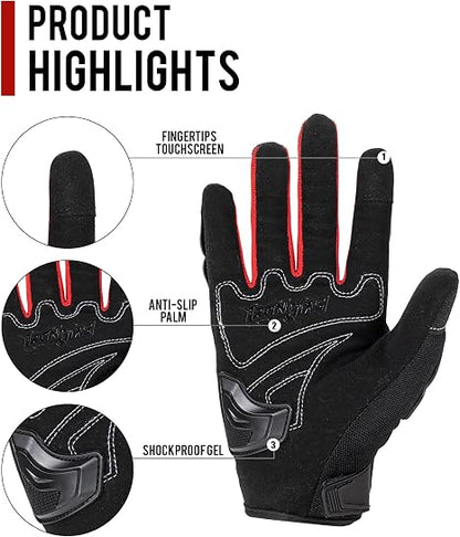 Motorcycle Gloves Full Finger Support Touch Screen Durable for Road Racing Bike