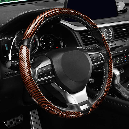 3pcs Carbon Fiber Anti-Skid Steering Wheel Cover