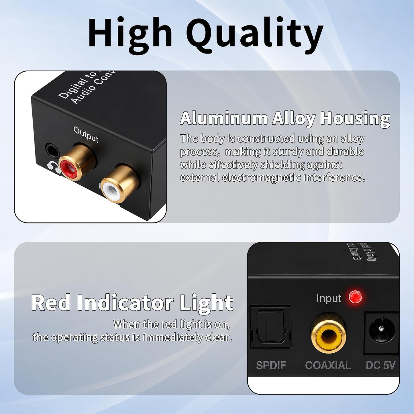 192KHz Digital to Analog Audio Converter DAC Optical to Analog
