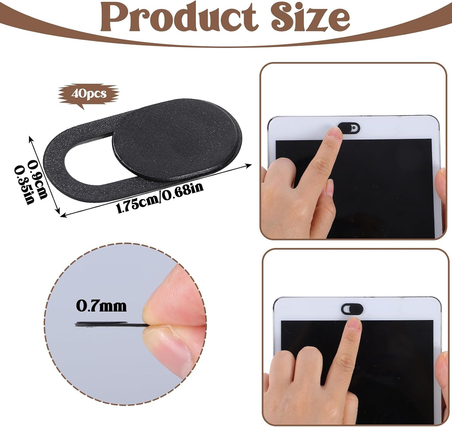 50Pcs Webcam Cover Slide, Cameras Blocking Stickers for Phone, Laptop, Desktop, Phones