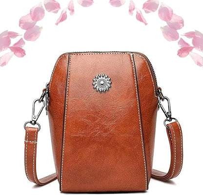 Women'S Soft  Leather Crossbody Retro Cell Phone Bag