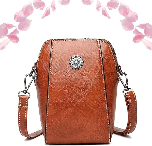 Women'S Soft  Leather Crossbody Retro Cell Phone Bag