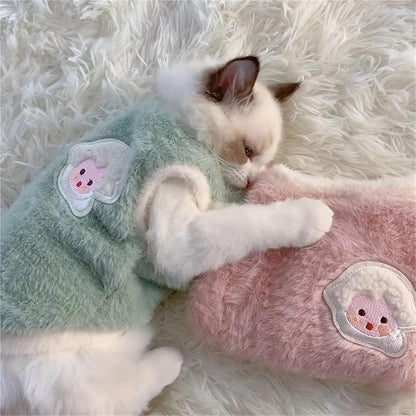 Warm Fluffy Fleece Pet Vest Cute Cartoon Embroidery