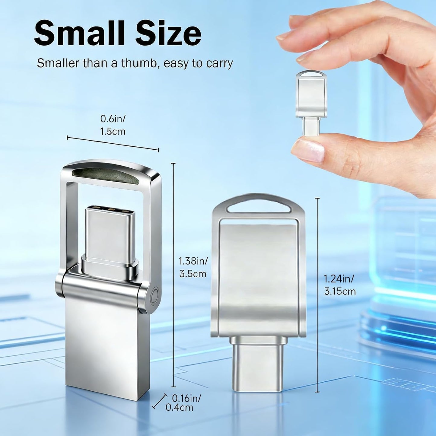 2TB USB Flash Drive, USB C & USB A Dual Drive Memory Stick,  for iPhone , Android, MacBook, iPad, Laptops, PCs