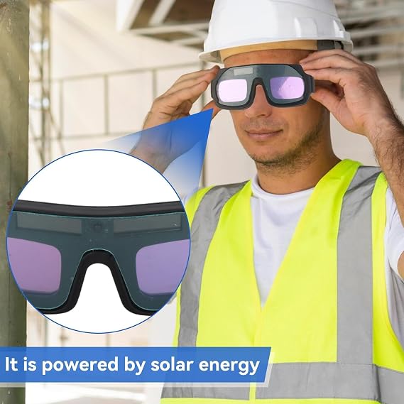 Solar Powered Auto Darkening Safety Goggles with an Elastic Band