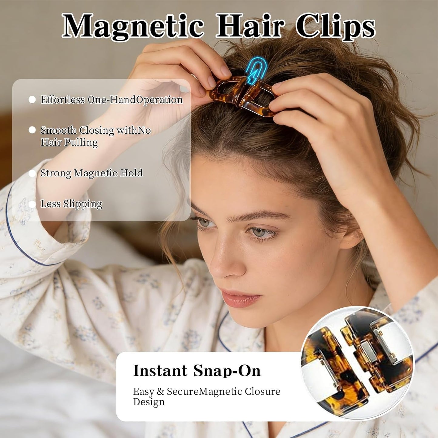 4Pcs Smart Magnetic Hair Clips - Strong Hold No-Slip
