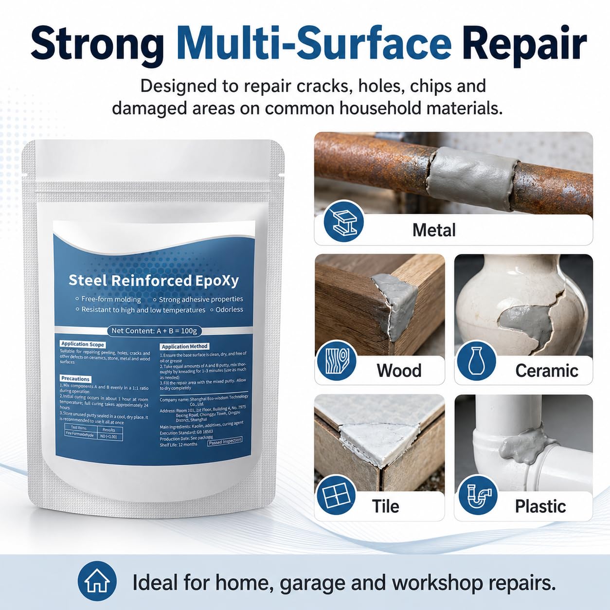 High-Strength Multi-Purpose Repair Clay Steel Reinforced Epoxy Putty