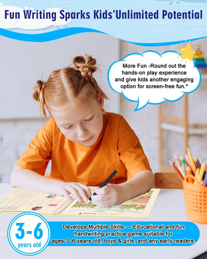 Reusable Writing Practice Book Set Spanish Version for Kids Age 3-8