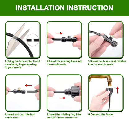 Spray Hose Water Misting System Watering System with Brass Nozzles