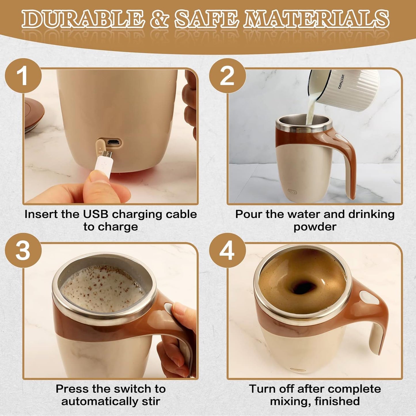Rechargeable Automatic Magnetic Self-stirring Coffee Mug