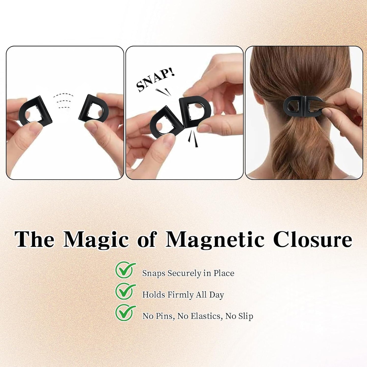 4Pcs Smart Magnetic Hair Clips - Strong Hold No-Slip