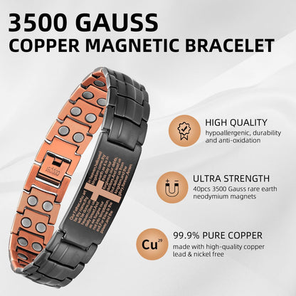 MagEnergy Copper Cross Bracelet for Men - Ultra Strength Magnetic Copper Mens Cross Bracelets
