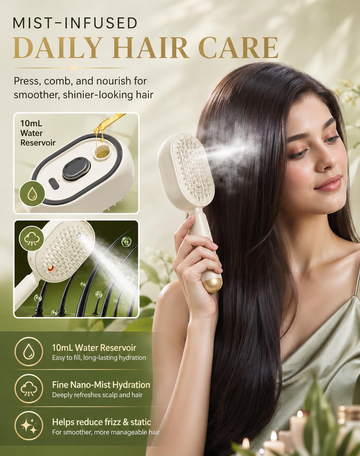 3-in-1 Electric Spray Air Cushion Massage Comb for Frizzy Hair