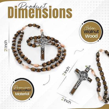 Classic Wooden Rosary Beads ,Handmade Catholic Rosary for Men and Women