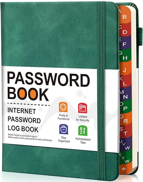 B6 Colorful Indexed Password Book with Alphabetical Tabs