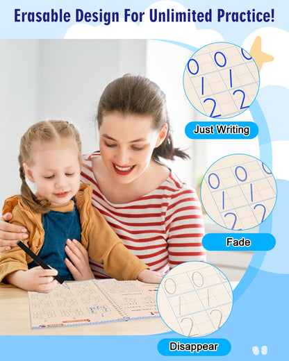 Reusable Writing Practice Book Set Spanish Version for Kids Age 3-8
