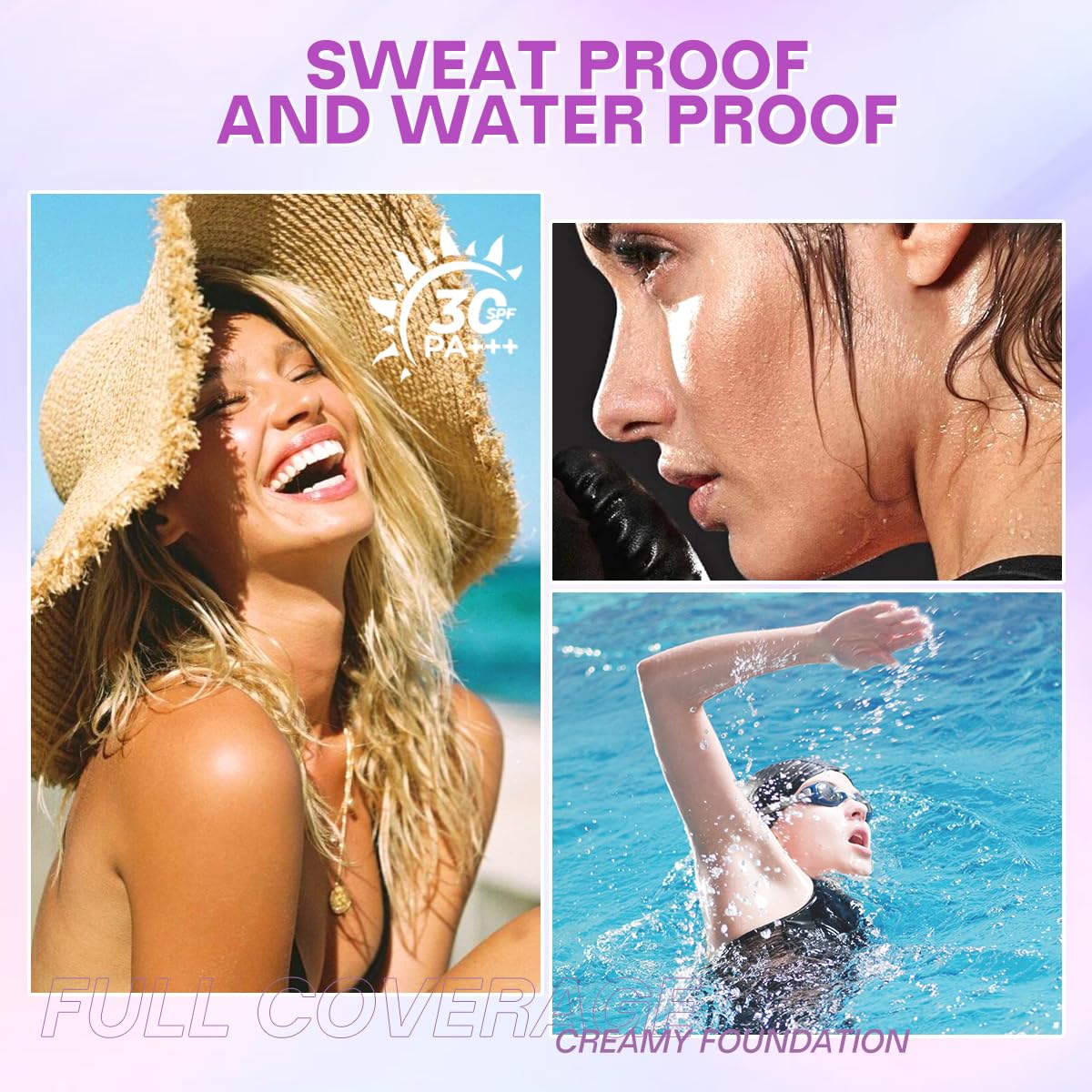 Full Coverage Creamy Foundation Waterproof with SPF 30+++ Blurring, Smoothing & Nourishing