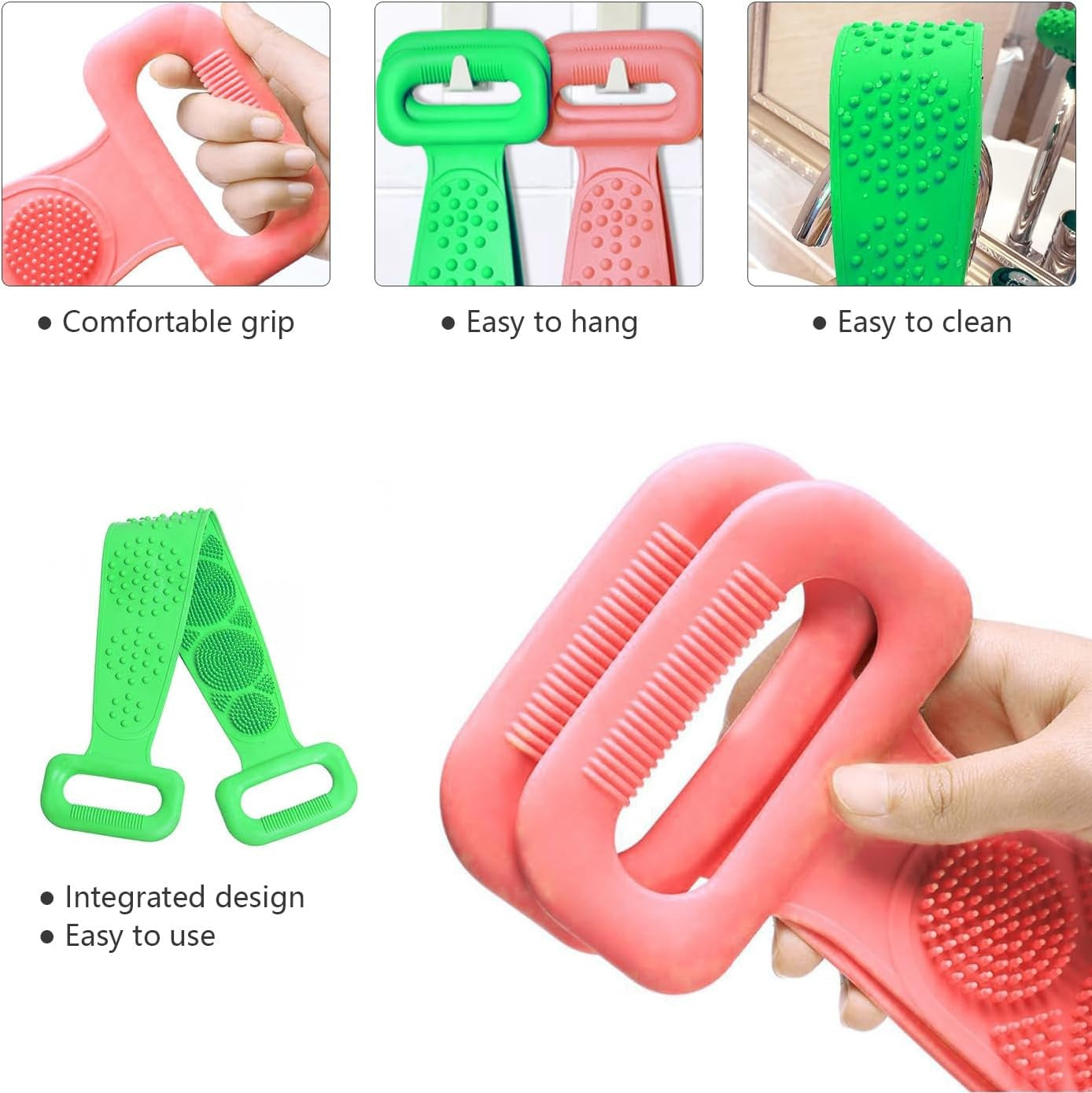 2pcs Silicone Exfoliating Bath Body Brush with Handle