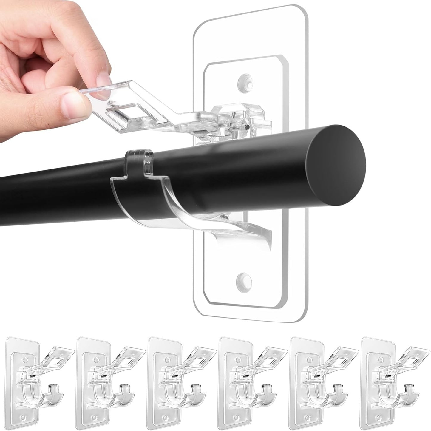 6-Pack Multipurpose Nail-Free Stick on Curtain Rod Hooks Hangers