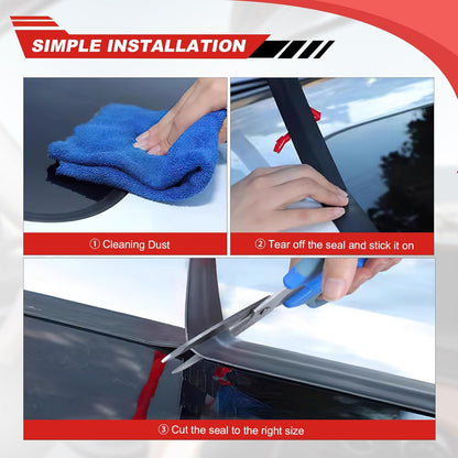 14mmx19.68Ft T-Shape Cuttable Windshield Rubber Seal Strip