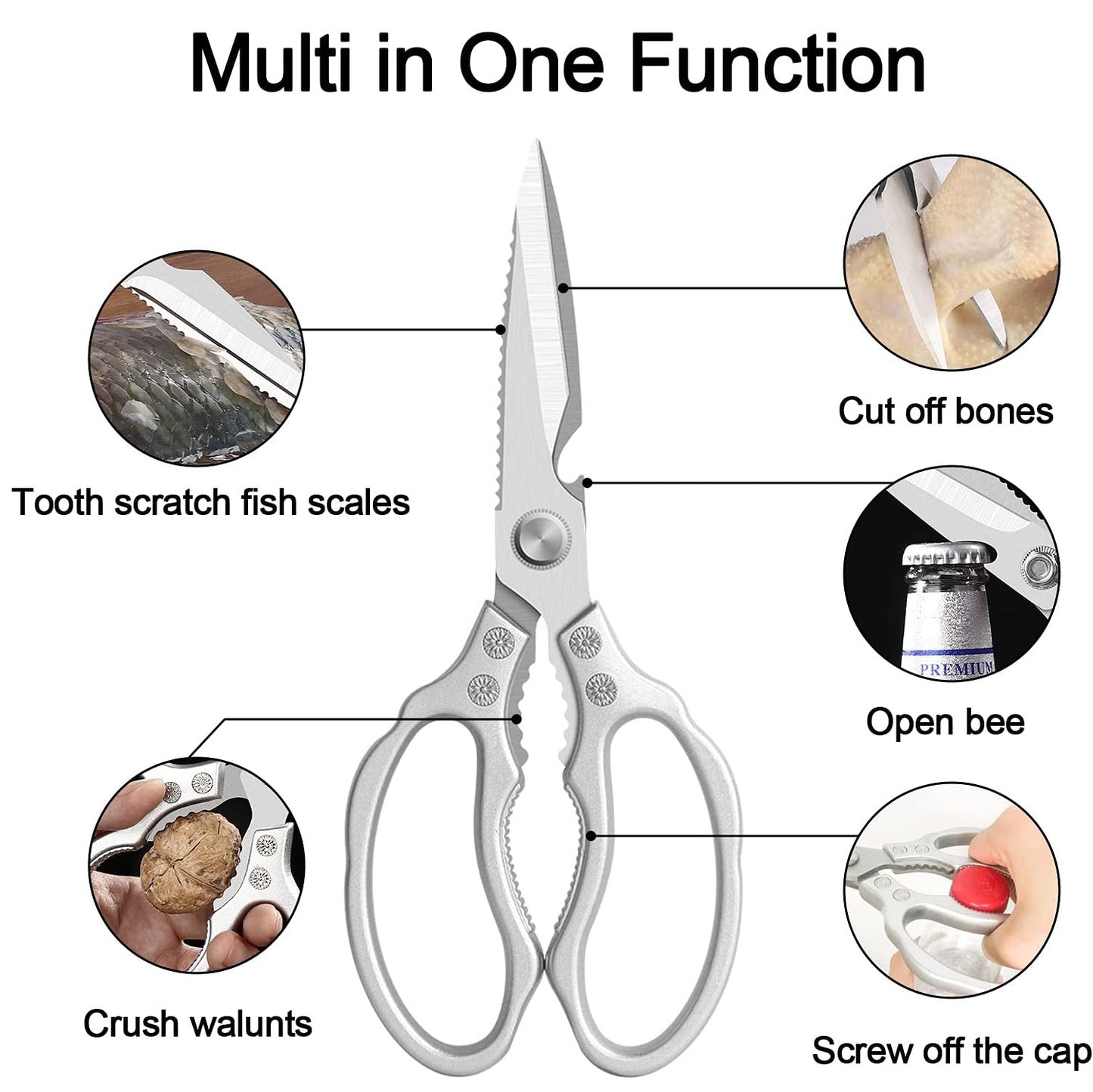 Multi-Purpose Kitchen Shears, Heavy Duty Safe Food Scissors