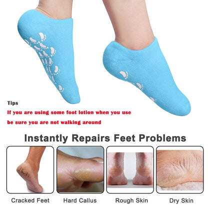 2 Pairs Cotton Gel Sleeves for Repairing Softening Dry Cracked Feet Skins