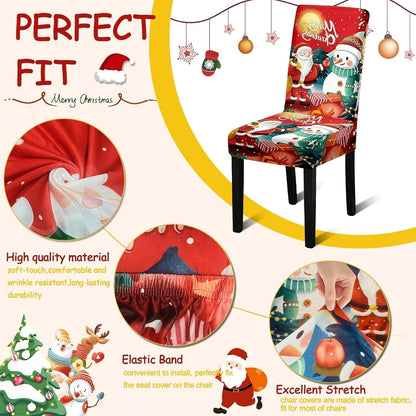 Stretch Christmas Dining Chair Covers, Chair Protector Slipcovers