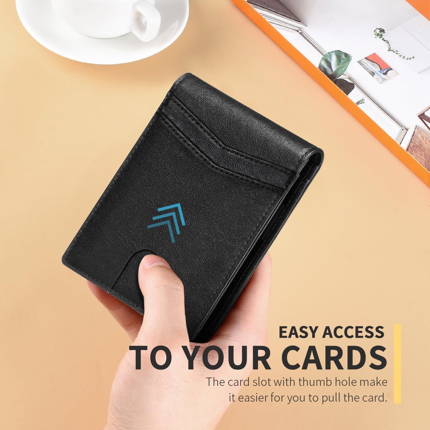 Genuine Leather Card Holder - Anti-magnetic Bi-fold Loose-leaf Wallet with a High-End Feel and Large Capacity