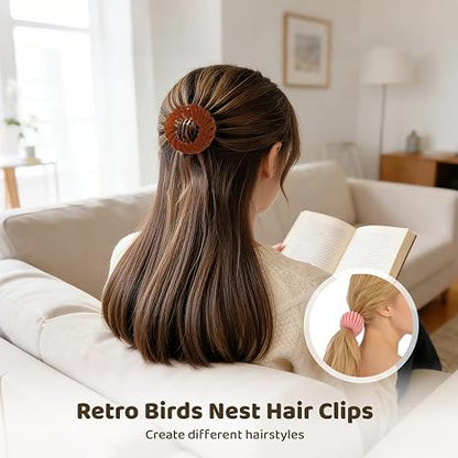 4 Pcs Bird Nest Magic Hair Clip Hairs Maker Flocking Ponytail Holder for Women Girls