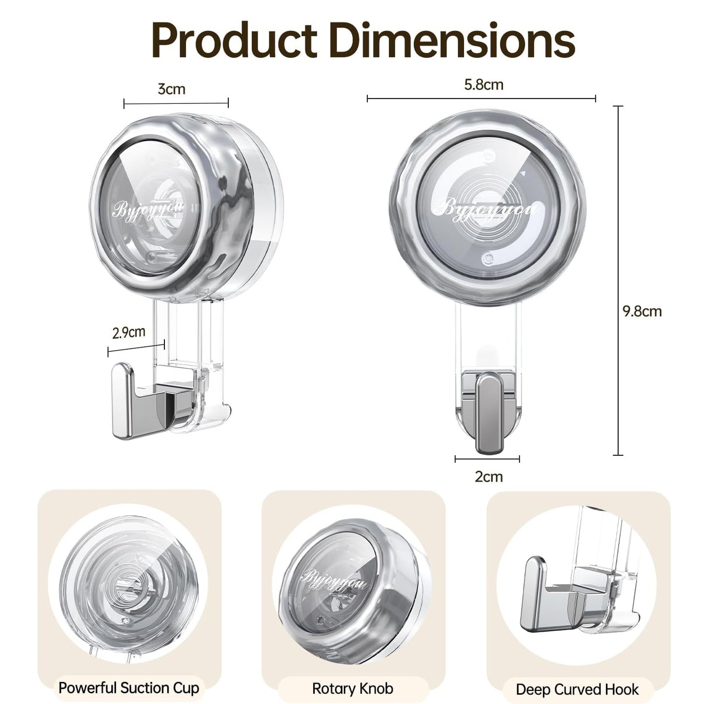 Heavy Duty Suction Cup Hooks for Window Shower Glass Door