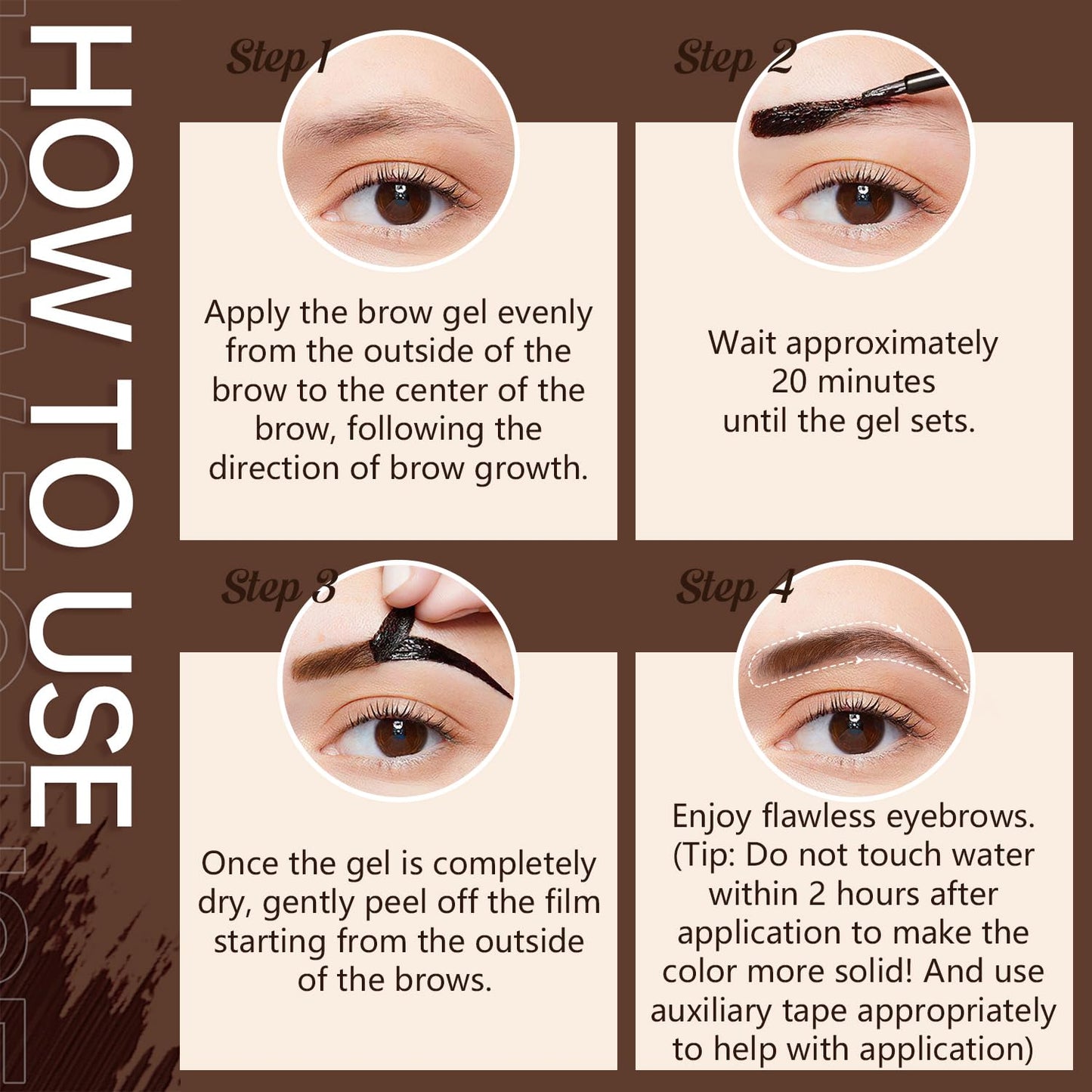 3PCS Easy Peel-Off Eyebrow Gel- QICIY Peel Off Tattoo Eyebrow Eye Brow Tint