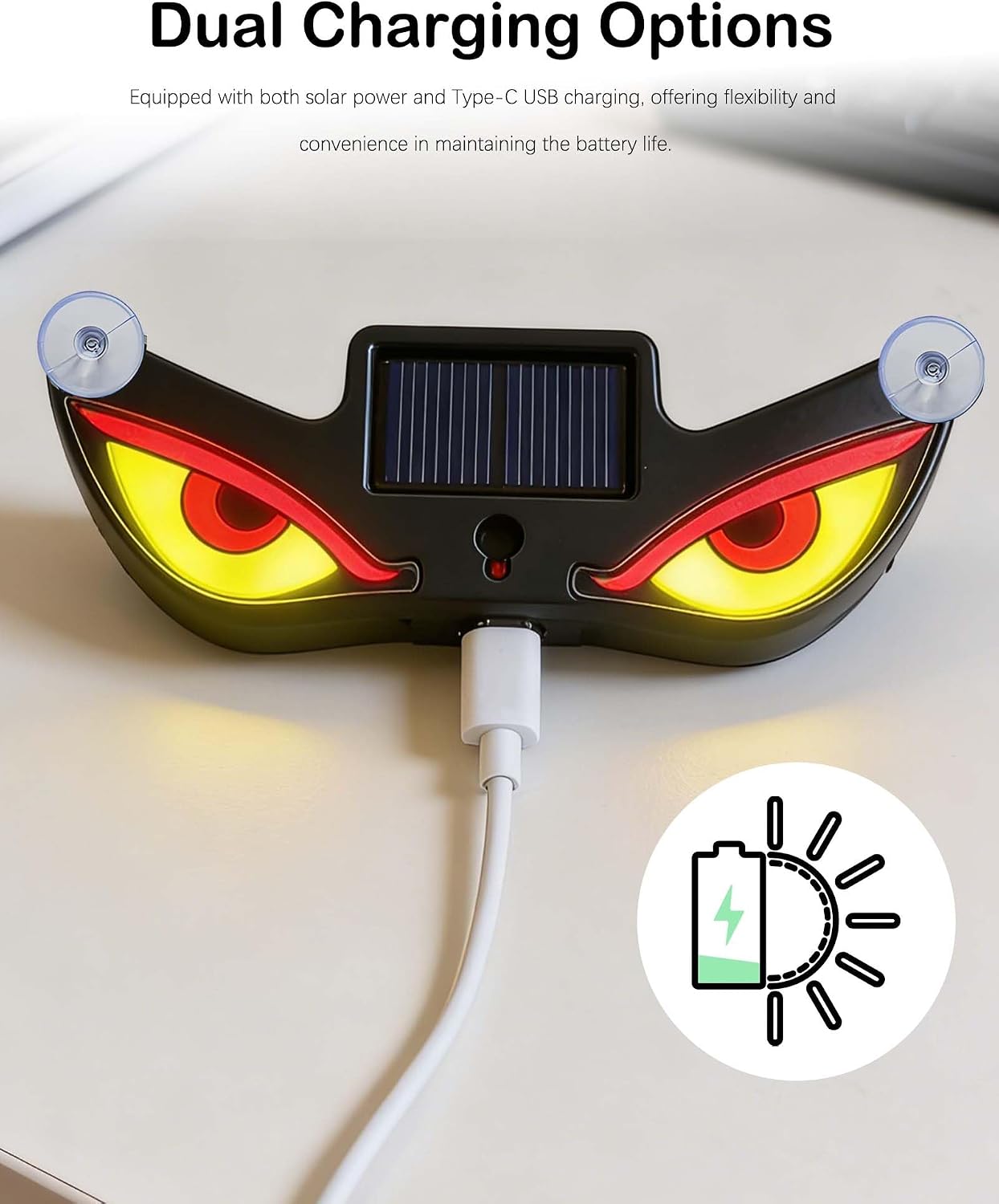 Dynamic Solar LED Devil Eye Car Windshield Accent Light