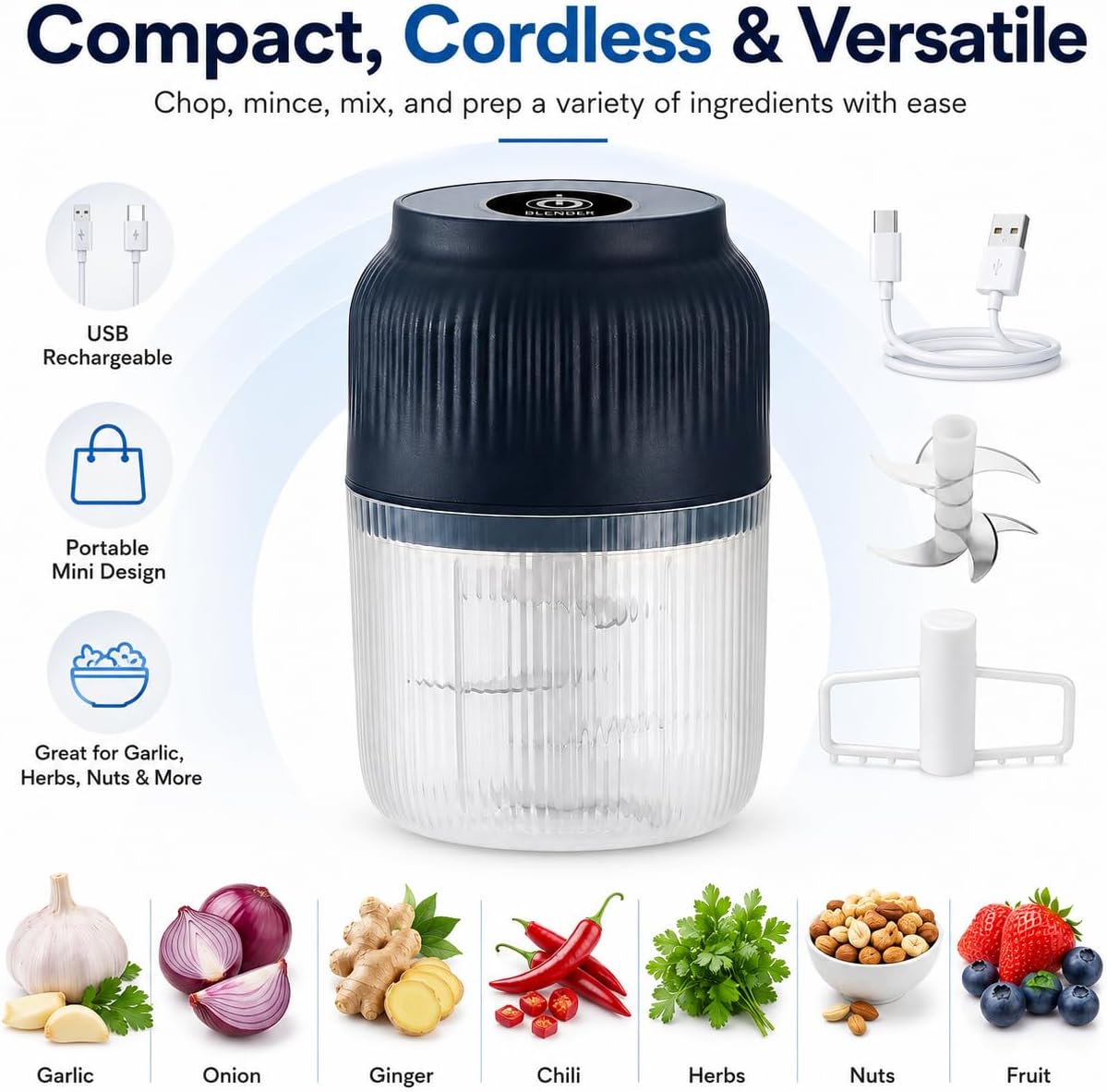 Upgraded Electric Garlic Crusher with Lid & Egg Beater