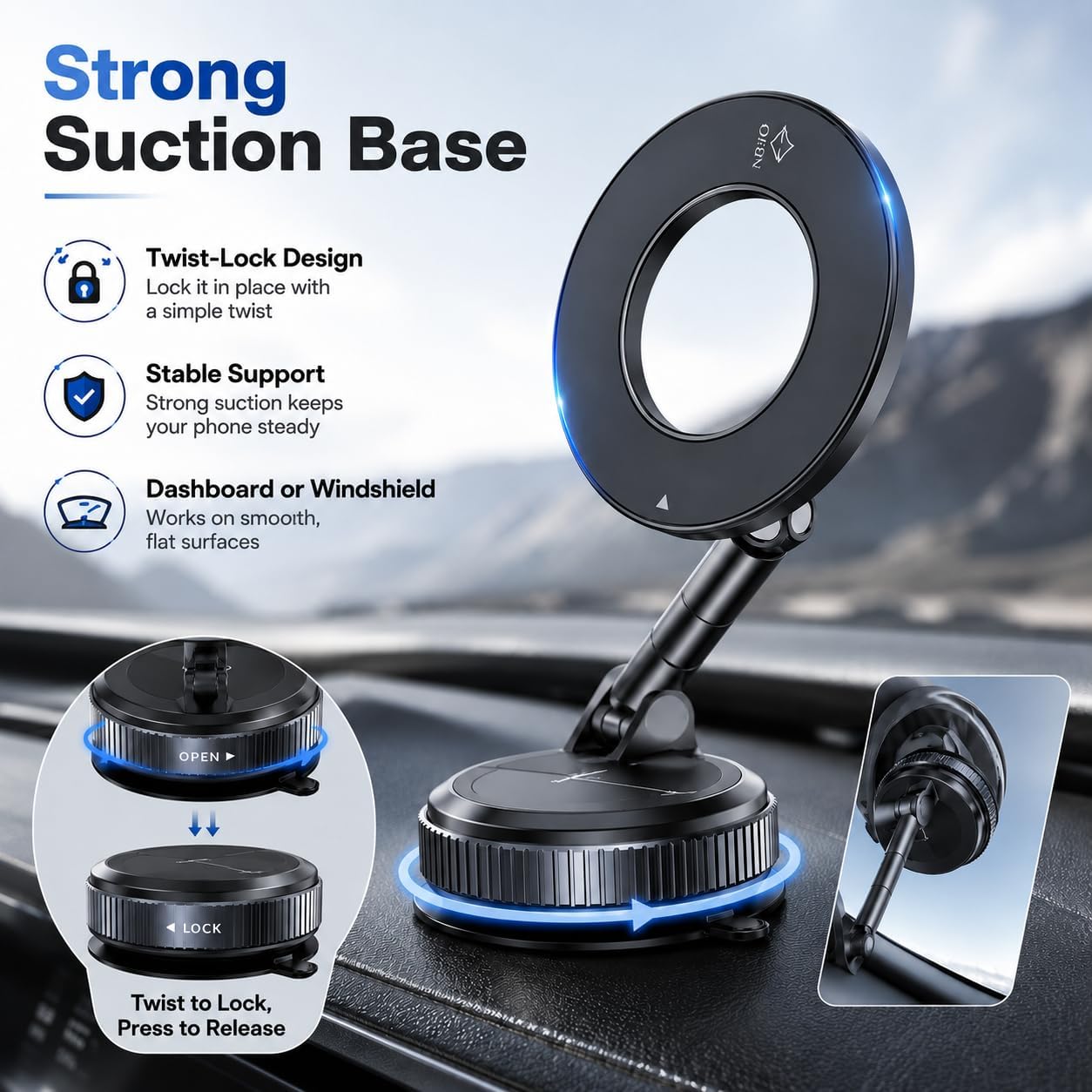 360° Rotation Strong Magnets Car Phone Holder