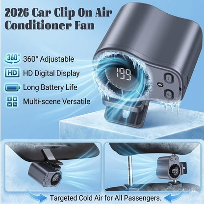 2026 Car Clip on Air Conditioner Fan with LED Display