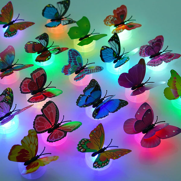 20 Pack 3D Butterfly Wall Decor with Glowing Lights