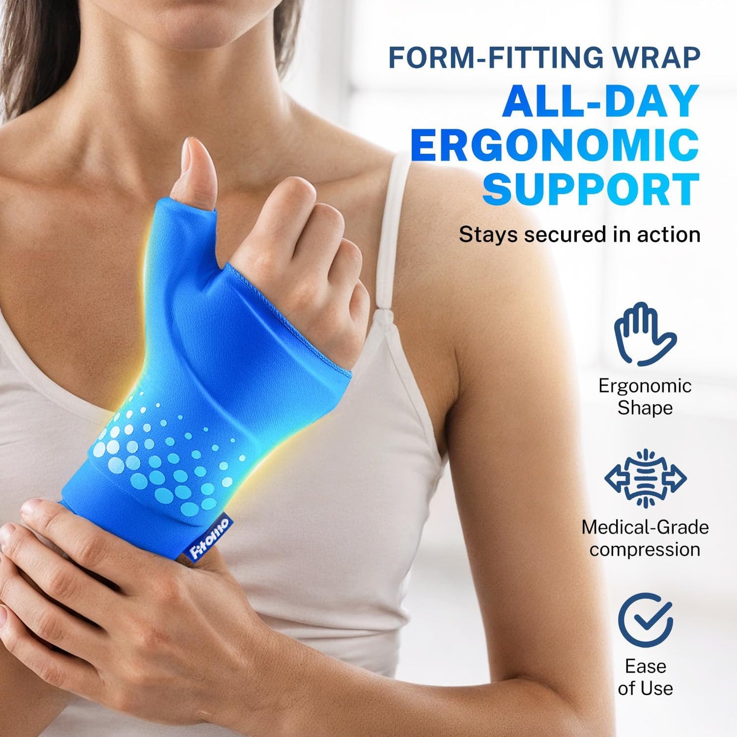 Wrist Solid Gel Ice Pack | Hot Cold Hand and Thumb Compression Sleeve Wrap for Carpel Tunnel