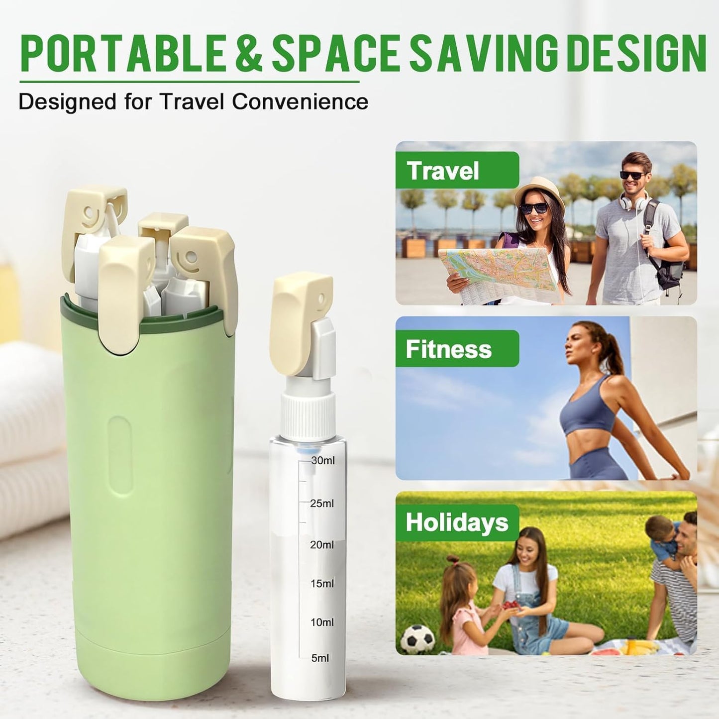 4-in-1 Travel Dispenser Bottle - Leak-Proof Refillable Silicone Squeeze Container with Lock