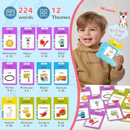 224 Words Spanish & English Talking Flash Cards for Toddler