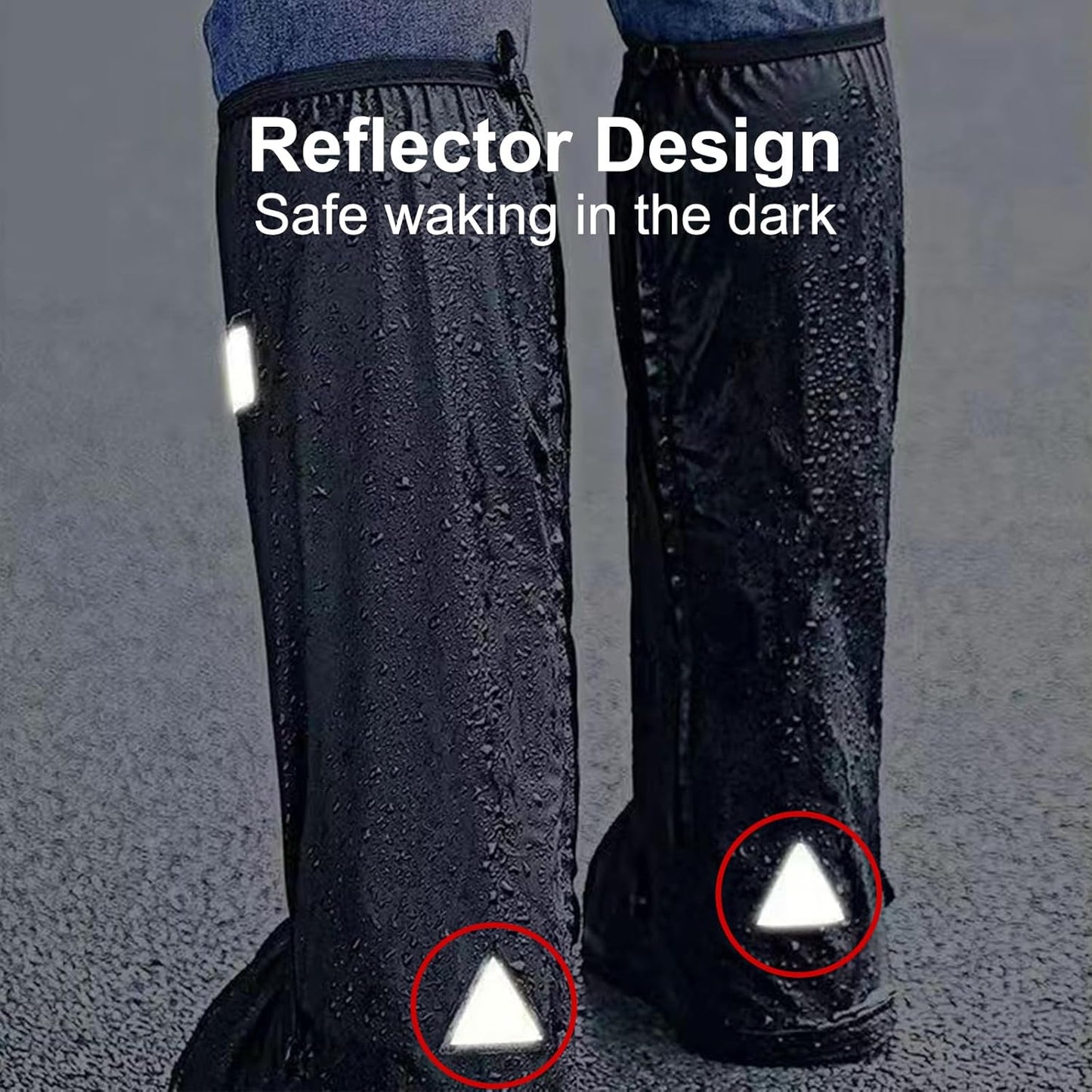 Non-Slip Zipper Waterproof Shoe Covers with Reflector
