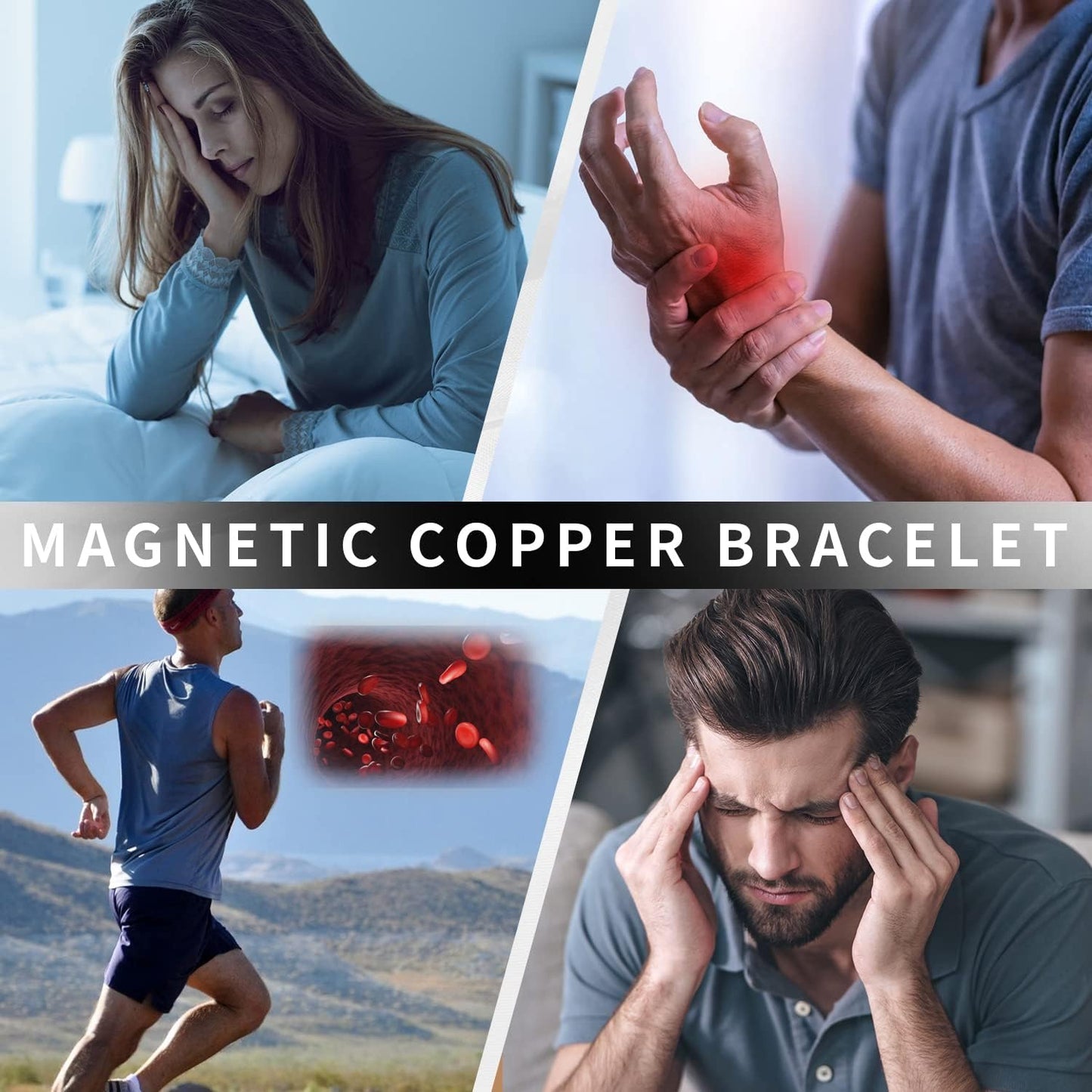 MagEnergy Copper Cross Bracelet for Men - Ultra Strength Magnetic Copper Mens Cross Bracelets