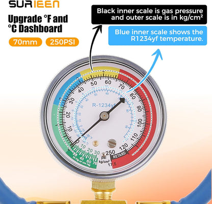 R1234yf Refrigerant AC Recharge Hose with Gauge